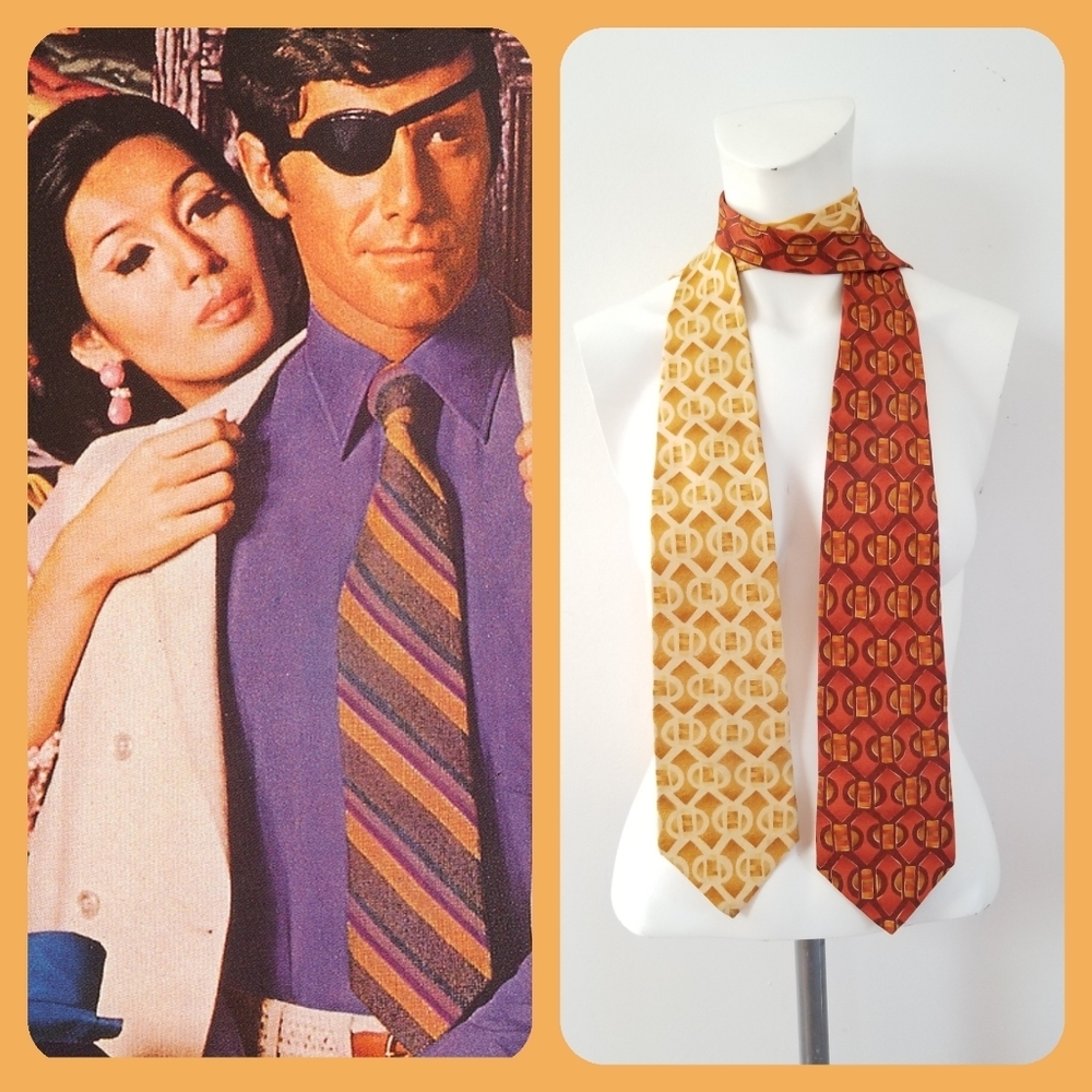 VTG Henry Grethel Orange/Yellow 70s styl ties